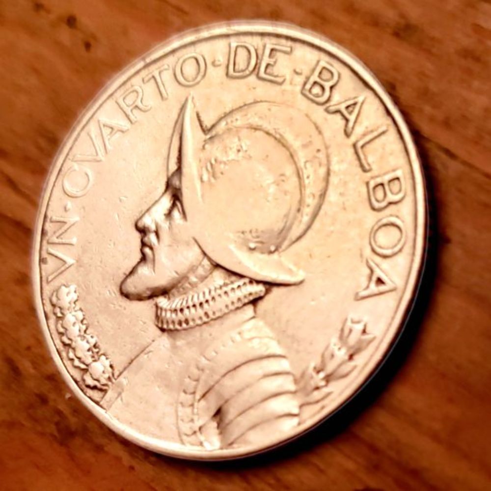 1947 Republica De PANAMA Un Cuarto de Balboa "1/4" KM #11.2 Silver Coin Ley .900